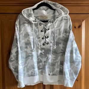 Vintage Havana Lace-Up Camo Hooded Sweatshirt